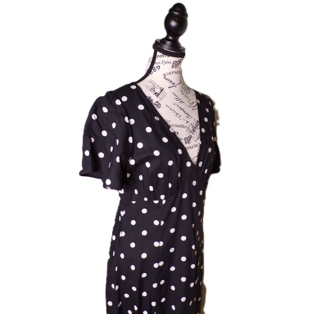 Madewell Black Polka Dot Midi Dress - Picture 6 of 12